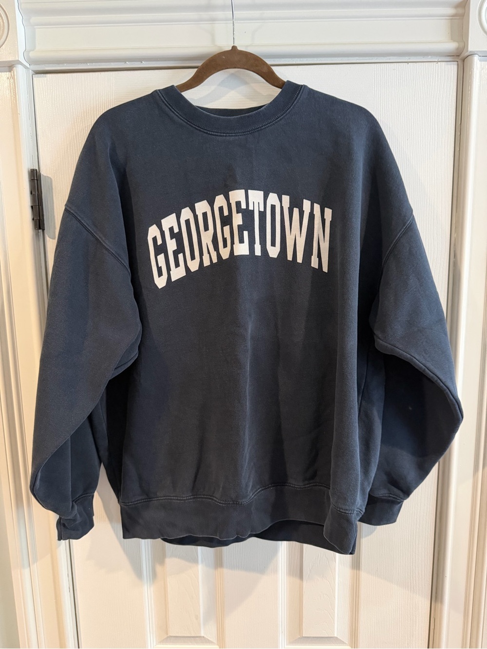 Brandy Melville Navy Blue Georgetown Crewneck Sweatshirt one size